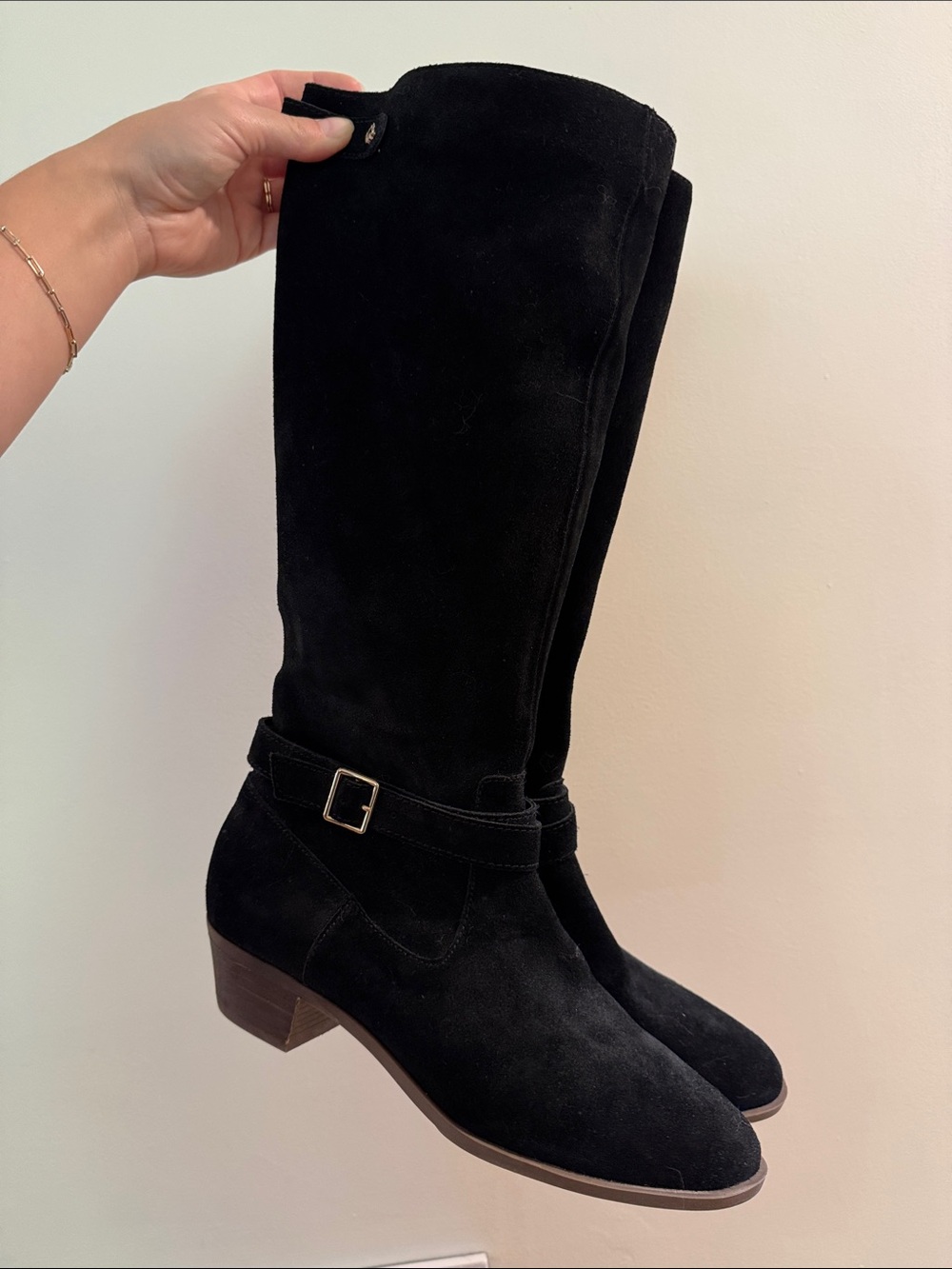 crown & ivy Black Suede Over-the-Knee Boots